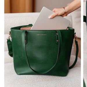 Poppy & Peonies Forest Green Tote